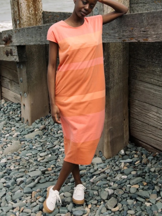 Beaumont Organic Dana-Jo Organic Cotton Dress Coral Multi Stripe - Picture 2 of 8